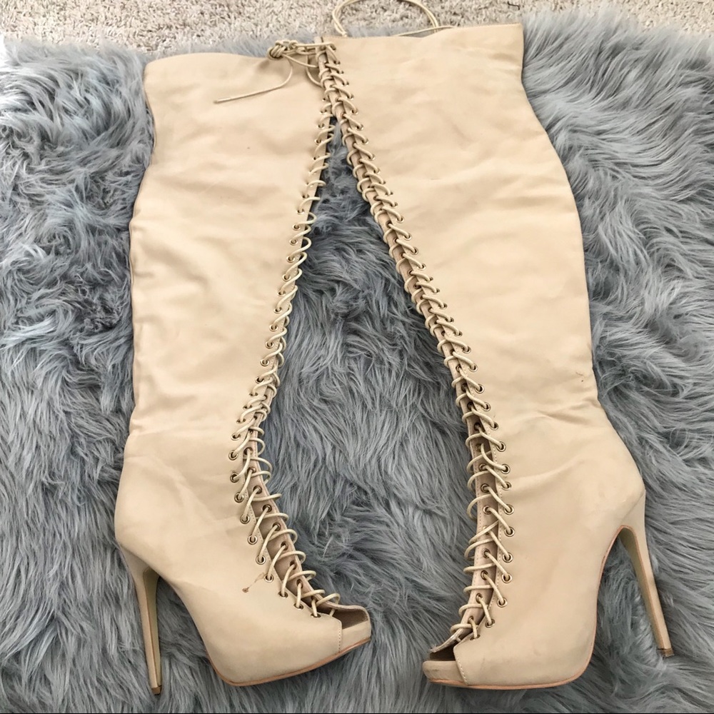 Nude knee boots size 7.5